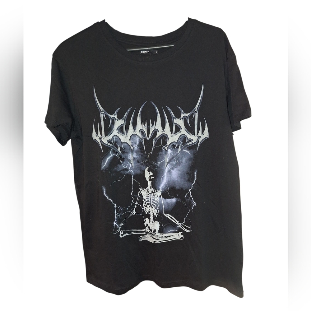 Cropp Black Tshirt With Lightning Skeleton Size Medium